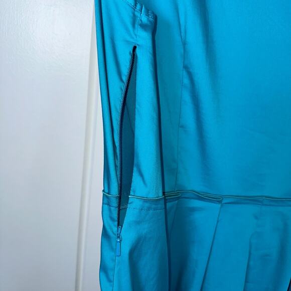 Max Mara Weekend Dress 12 Blue Vertice Side Zip Pockets Fit & Flare NWT! Classic - Picture 11 of 12
